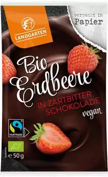 Landgarten Erdbeere in Zartbitter Schokolade Bio 50g