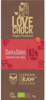 Lovechock Tafel Dattel Dunkle Schokolade 83% Bio 70g