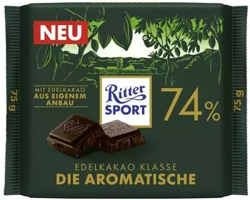Ritter-Sport Edelkakao Klasse Die Aromatische 74% Kakaogehalt 75g