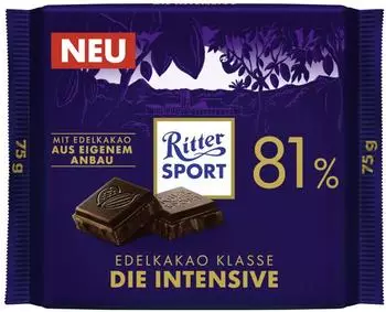 Ritter-Sport Edelkakao Klasse Die Intensive 81% Kakaogehalt 75g