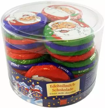 Storz Nikolaustaler Edel Vollmilchschokolade Taler Weihnachtsmotive 3 fach sortiert 50x10g