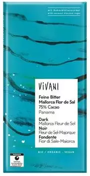 Vivani Feine Bitter Mallorca Flor de Sal 75% Cacao Panama Bio 80g