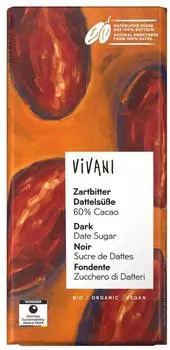 Vivani Zartbitter Dattels&uuml;&szlig;e Schokolade Bio 80g