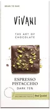 Vivani Espresso Pistazien Schokolade 75% Kakao Bio 80g