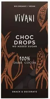 Vivani Choc Drops 100% Kakao Bio 100g