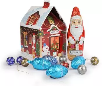 Riegelein Weihnachtshaus Geschenkverpackung Schokoladenmischung Lebkuchenhaus Design 174g
