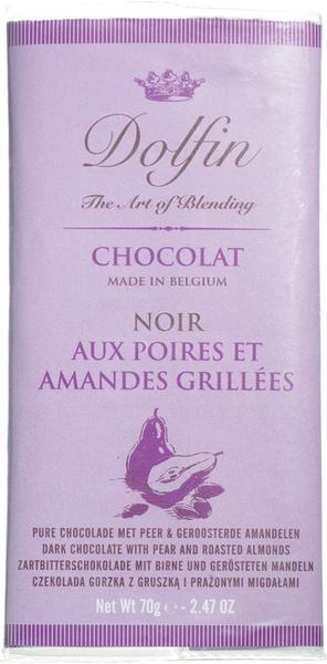 Dolfin Zartbitter-Schokolade mit Birne und gerösteten Mandeln (70 g)