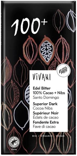 Vivani Edel Bitter 100% Cacao + Nibs Santo Domingo Bio (80g)