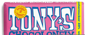 Tony’s Chocolonely Weiße Schokolade mit Himbeer & Knisterzucker (180g)