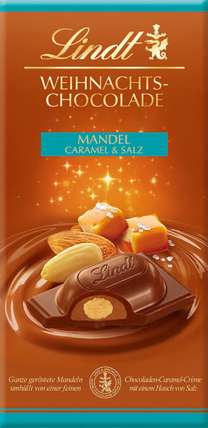 Lindt Weihnachts-Chocolade Mandel, Caramel & Salz Tafel (100g)