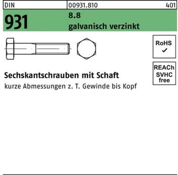 Industrial Quality Supplies Sechskant-Schaftschraube M4x35 Stahl 8.8 500 Stck.