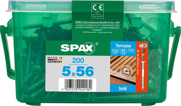 Spax Terrassenschrauben 5.0 x 56 mm TX 20 200 Stck. (4567000500569)