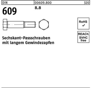 Industrial Quality Supplies Sechskant-Passschraube M8x40 Stahl 8.8 25 Stck. (6098000080040)