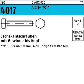 Industrial Quality Supplies Sechskantschraube VG M8x110 Edelstahl A2 50 Stck.