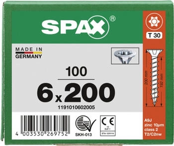Spax SPAX Senkmultikopf T-STAR+ WIROX Vollgewinde 100 St&uuml;ck 6x200 (1191010602005)