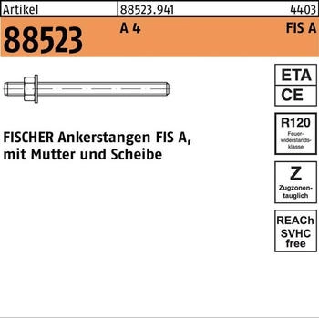 Fischer 10x FIS A M 12 x 210 mm nicht rostender Stahl A4 (90453)