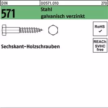 Industrial Quality Supplies Sechskantholzschraube DIN 571 16 x 150 Stahl galvanisch verzinkt (005710100160150)
