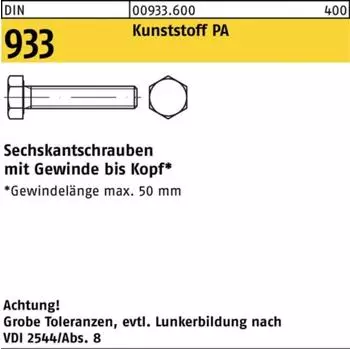 Industrial Quality Supplies Sechskantschraube DIN 933 VG M6x20 Polyamid (009336000060020)