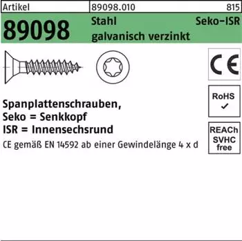 Theo Schrauben Spanplattenschraube Innensechsrund Senkkopf Vollgewinde 3x16-T10 Stahl galvanisch verzinkt (890980100030016)