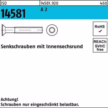 Industrial Quality Supplies Senkschraube mit Innensechsrund ISO 14581 M2x4 T6 A2 (145819200020004)