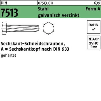 Industrial Quality Supplies Sechskant-Gewindeschneidschraube DIN 7513 Form A M8x35 Stahl galvanisch verzinkt (075130110080035)