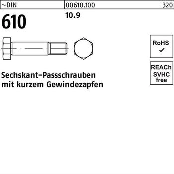 Industrial Quality Supplies Sechskant-Passschraube DIN 610 mit Gewindezapfen M10x40 Stahl 10.9 (6101000100040)