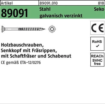 Industrial Quality Supplies Holzbauschrauben 10 x 260 -T40 Stahl galvanisch verzinkt (890910100100260)