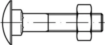 Theo Schrauben Flachrundschraube mit Vierkantansatz und Mutter M16x40 Stahl 4.6 blank DIN 603 (006034000160040)