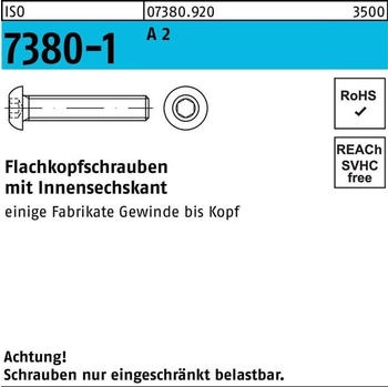 Industrial Quality Supplies Flachkopfschraube ISO 7380-1 M8x25 Edelstahl A2 Innensechskant (073809200080025)