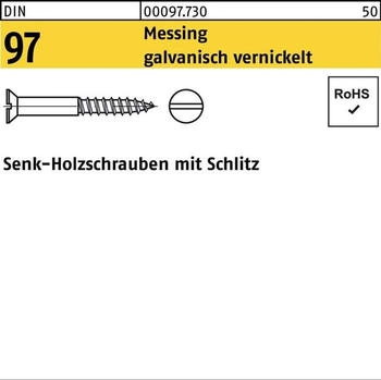 Theo Schrauben Senkkopf-Holzschraube mit Schlitz DIN 97 Messing vernickelt 3x16 (977300030016)
