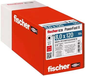 Fischer PowerFast II HWTF 8,0 x 120 Holzbauschraube mit Sechskantkopf, Innenstern TX, Vollgewinde, verzinkt (566374)