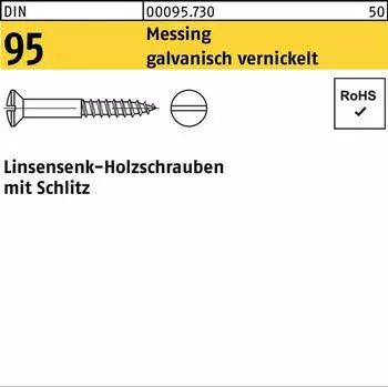 Theo Schrauben Holzschraube DIN 95 Linsensenkkopf Schlitz 3,5x35 Messing vernickelt (957300035035)