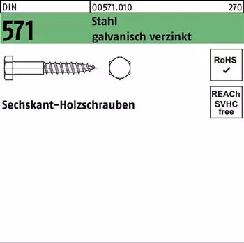 Industrial Quality Supplies Sechskant-Holzschraube 12x240 Stahl galvanisch verzinkt (005710100120240)