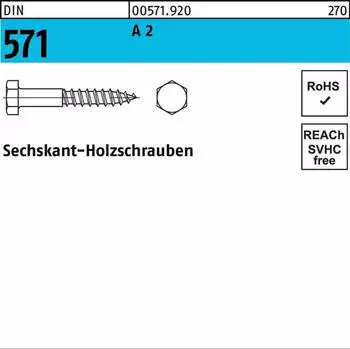 Industrial Quality Supplies Sechskant-Holzschraube 8x50 Edelstahl A2 (5719200080050)