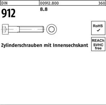 Reidl Zylinderschraube DIN 912/ISO 4762 mit Innensechskant M18x200 Stahl 8.8 (009128000180200)