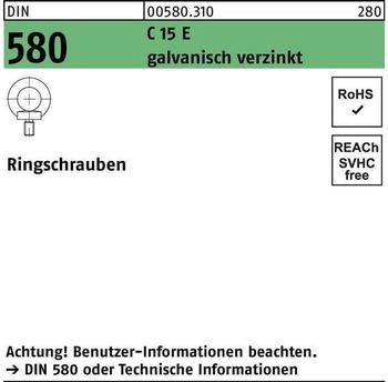Theo Schrauben Ringschraube DIN 580 M12 C15E galvanisch verzinkt (005803100120000)