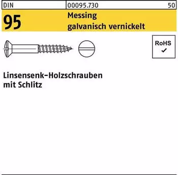 REYHER DIN 95 LIKO Schlitz 4,5x50 Messing galv. vernickelt 200St.