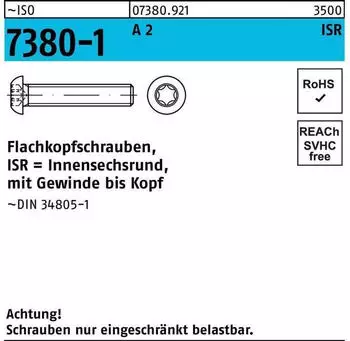 REYHER Flachkopfschraube ISO 7380-1 ISR VG M4x 30-T20 A 2 500 Stück