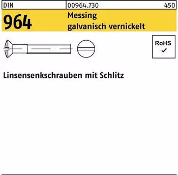 REYHER Linsensenkschraube DIN 964 Schlitz M5x 45 Messing galv. vernickelt 200St.