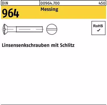 REYHER Linsensenkschraube DIN 964 Schlitz M5x 70 Messing 200 Stück