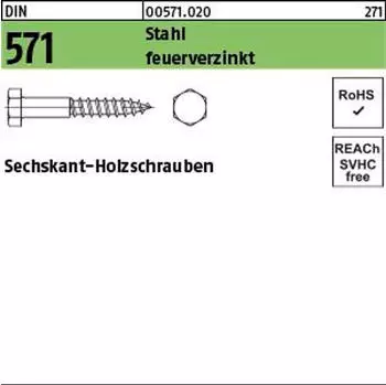 REYHER Sechskantholzschraube DIN 571 7x 110 Stahl feuerverz. 100 Stück
