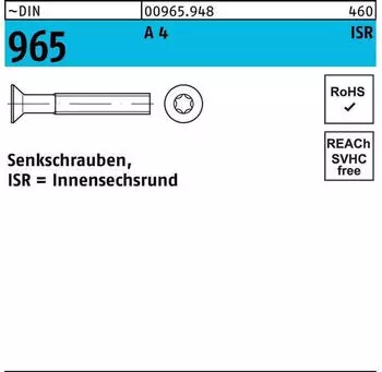 REYHER Senkschraube DIN 965 ISR M4x 40-T20 A 4 500 Stück