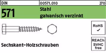 REYHER Sechskantholzschraube DIN 571 12x 180 Stahl galv.verz. 25 Stück