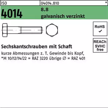 BUMAX Sechskant-Schaftschraube M30x380 Stahl 8.8 galvanisch verzinkt (ISO 4014)