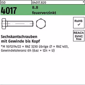 BUMAX Sechskantschraube ISO 4017 M12x60 Stahl 8.8 feuerverzinkt 100 Stk (040178200120060)