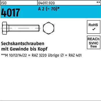 BUMAX Sechskantschraube mit Gewinde bis Kopf M20x50 Edelstahl A2-70, 25 Stk (040179200200050)