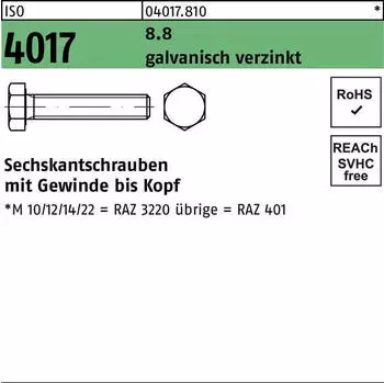 Contorion Sechskantschraube ISO 4017 VG M12x55 Stahl 8.8 galv. verzinkt (040178100120055)