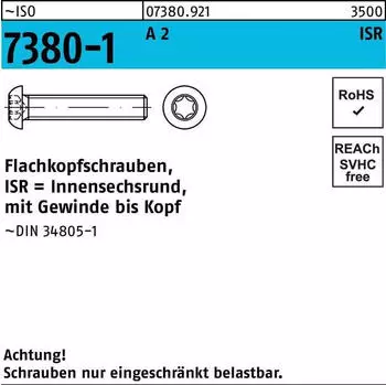 REYHER Flachkopfschraube ISR M5x50 A2 Vollgewinde (ISO 7380-1)