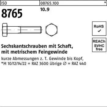 Contorion Sechskant-Schaftschraube Feingewinde M42x3x140 Stahl 10.9 (087651000421140)