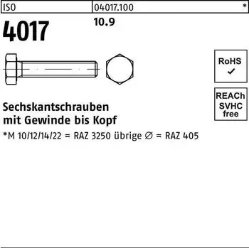 BUMAX Sechskantschraube ISO 4017 VG M18x60 Stahl 10.9 blank (ISO 4017)